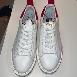 GOLDEN GOOSE Starter Sneakers, White w/ Red Heel